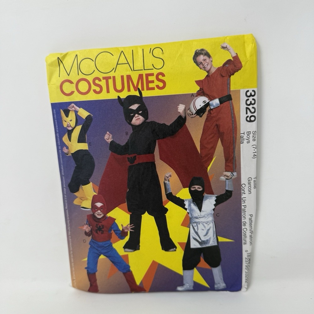 McCall's Costumes 3329 Size 7-14 Boys Childrens Super Hero Costumes Jumpsuit FF